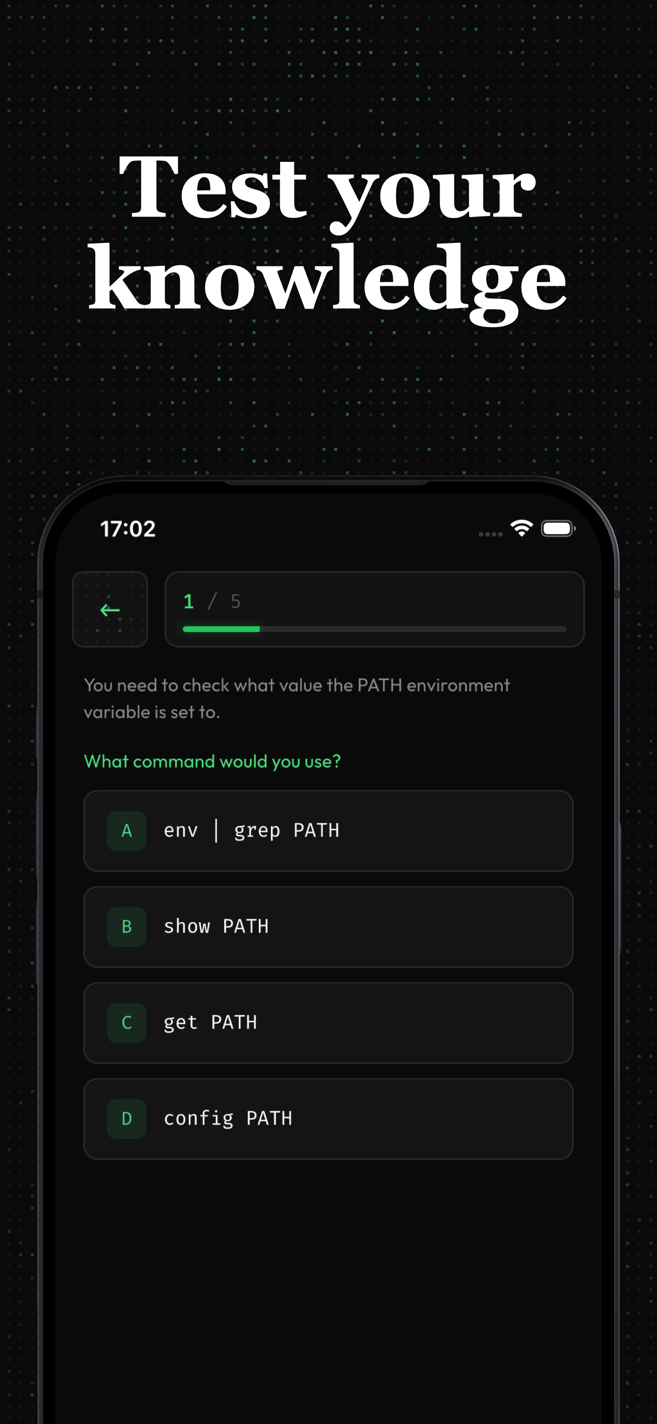 Terminaster: quick quiz to check what you remember