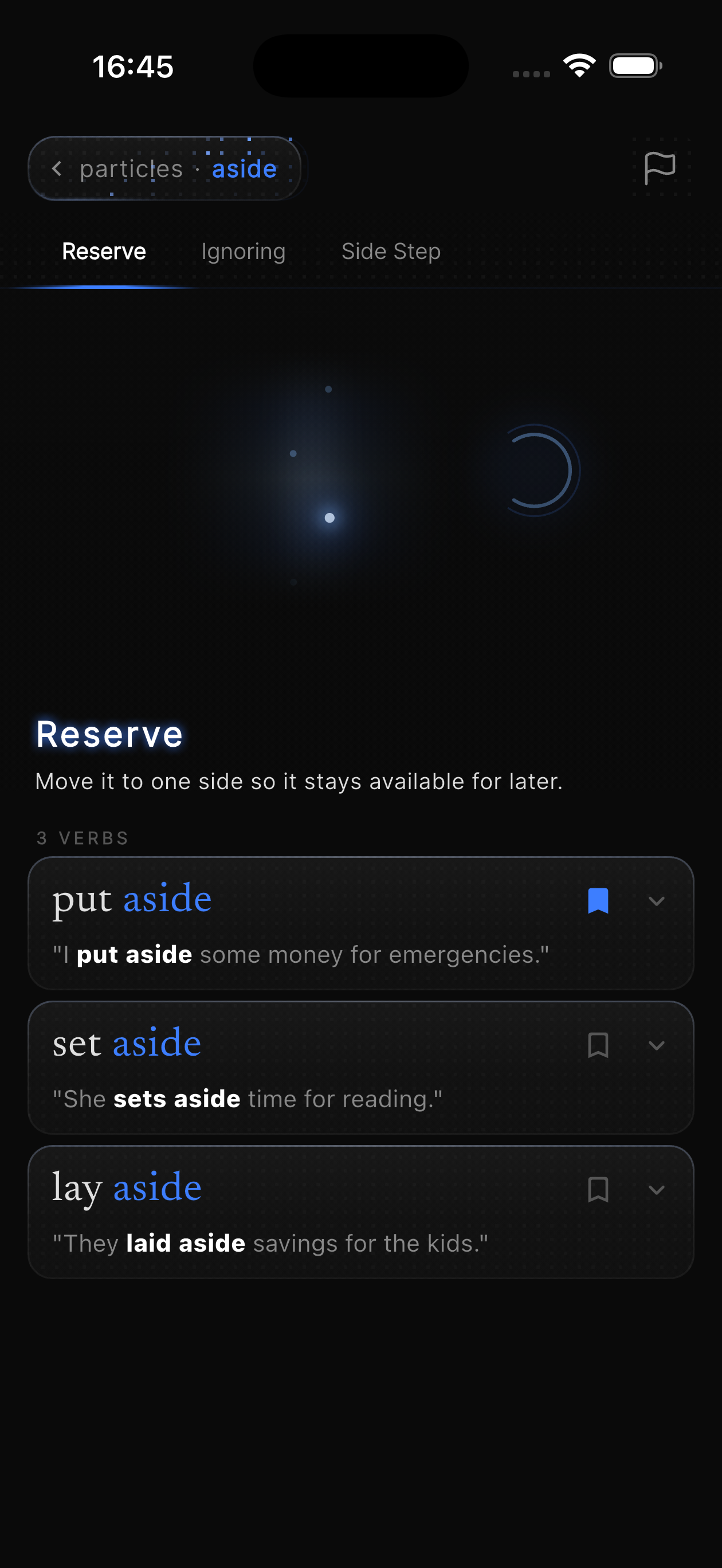 Sink In particle aside shown through its meaning patterns