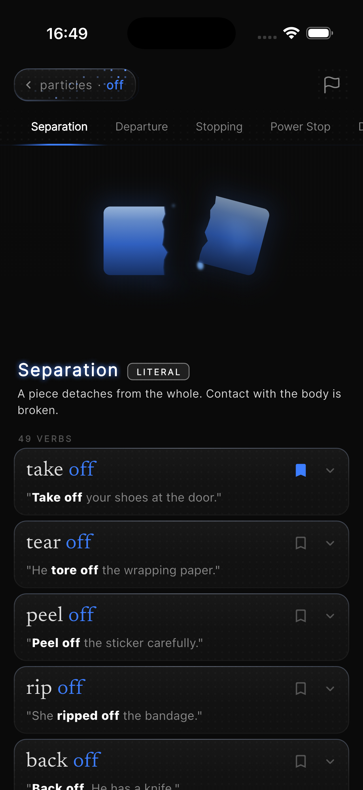 Sink In particle off shown through its meaning patterns
