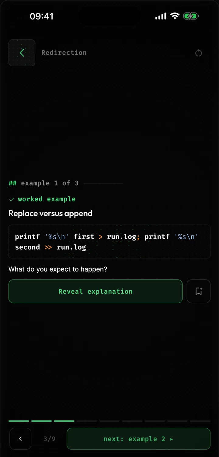 A lesson on redirection asking what a command will do